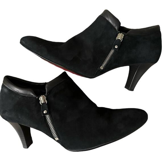 2/$25 Gabor Booties Black Suede Godiva High Cut Court Boots Heels Zipper Fall 8 - Picture 10 of 10